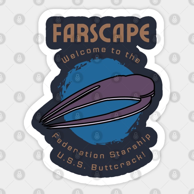 Farscape Design | Moya, U.S.S. Buttcrack Sticker by pawsitronic